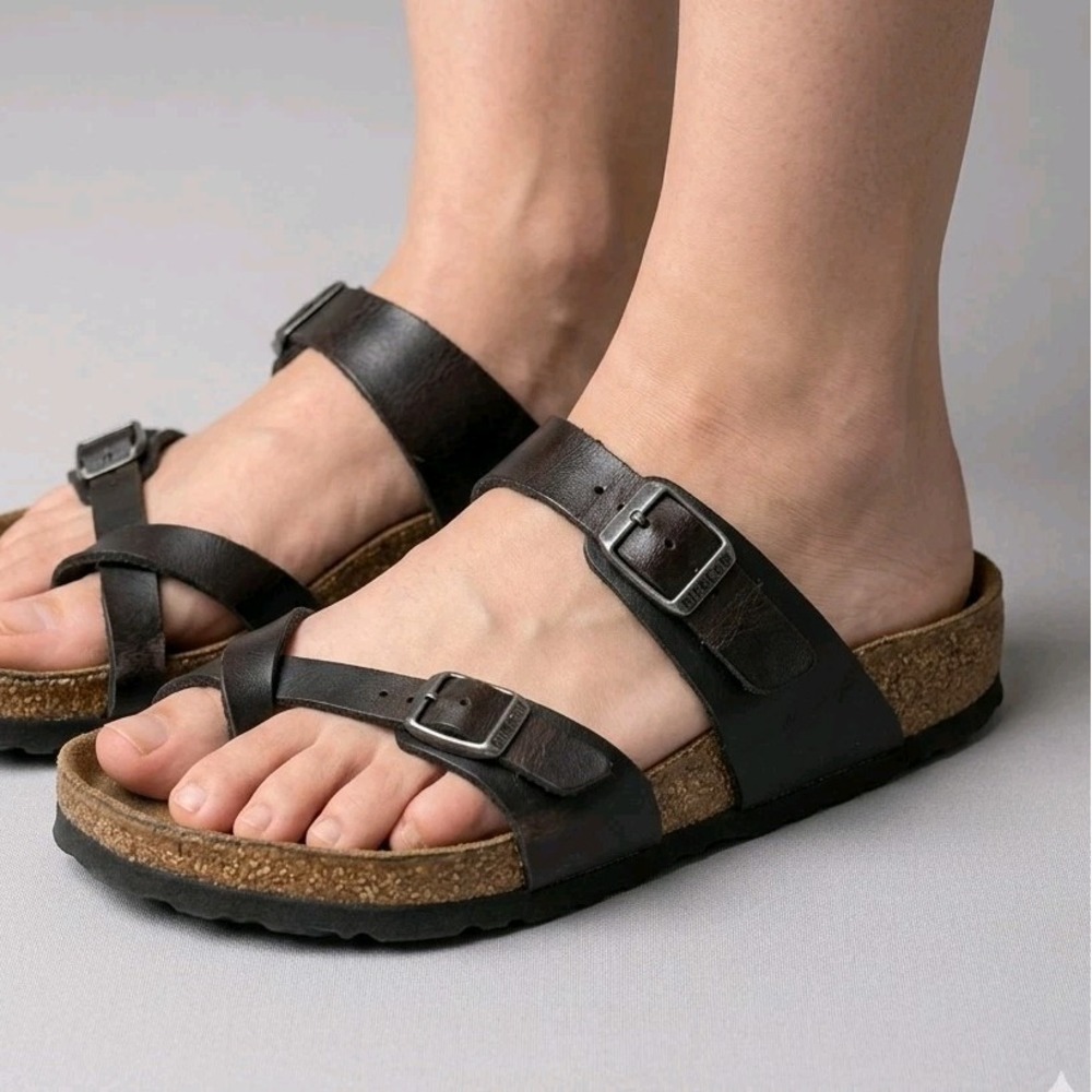 Birkenstock Mayari BirkoFlor Black Strappy Sandals EU 39Summer Beach Resort Toe